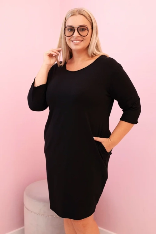 pol_pm_Sukienka-damska-Plus-Size-z-bawelna-o-prostym-kroju-i-rekawem-3-4-czarna-34160_3.webp