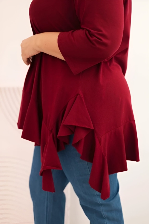 pol_pm_Bluzka-damska-Plus-Size-z-bawelna-z-falbana-i-rekawem-podwijanym-bordowa-34654_4.webp
